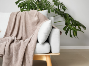 photo of a throw blanket on a couch