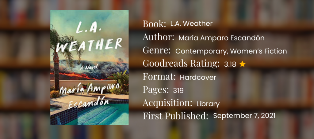 graphic with details about book la weather by maria amparo escandon