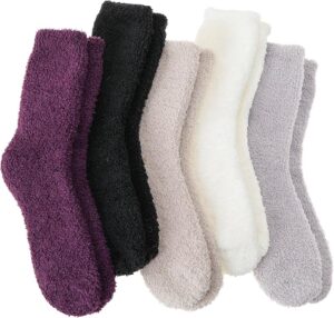 photo of fuzzy socks in various colors