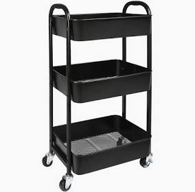 photo of black utility cart to make into a TBR cart part of the bookish gift guide 2024