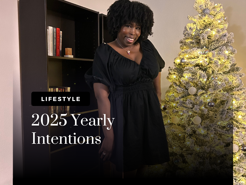 photo of kathleen haagenson wearing a black dress posing in front of bookshelves and christmas tree