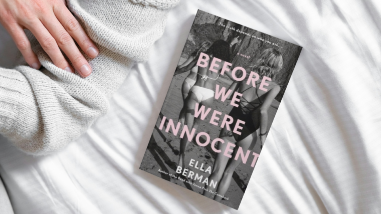 before we were innocent by ella berman laying on a white bed beside somone